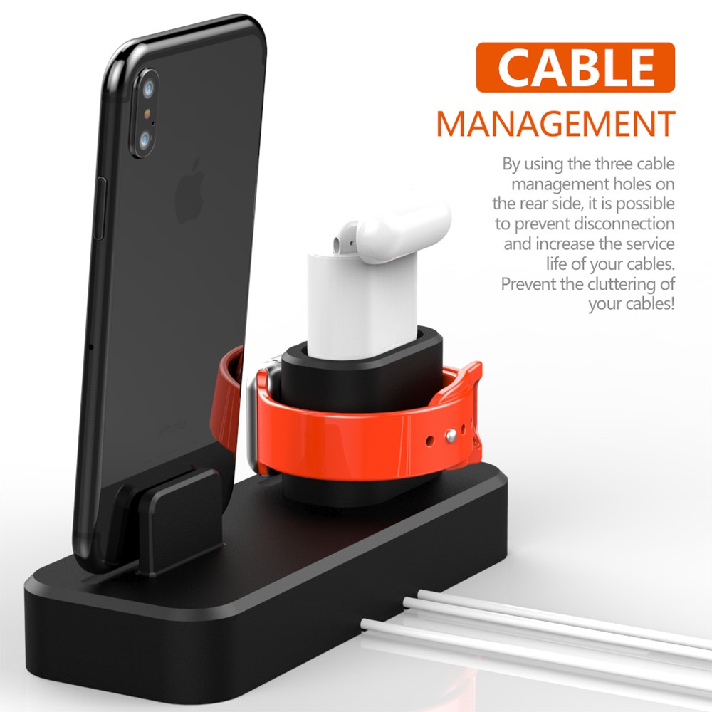 Stand di Ricarica AJGJZJ001 3 in 1 Per Iphone/iwatch/airpods Carming Dock Station - Nero-5