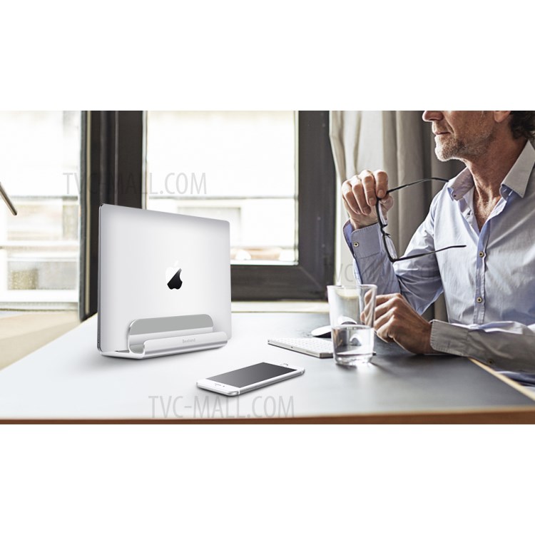 BESTAND 2-in-1 Adjustable MacBook and iPad Charger Stand Vertical Laptop Stand - Silver-12