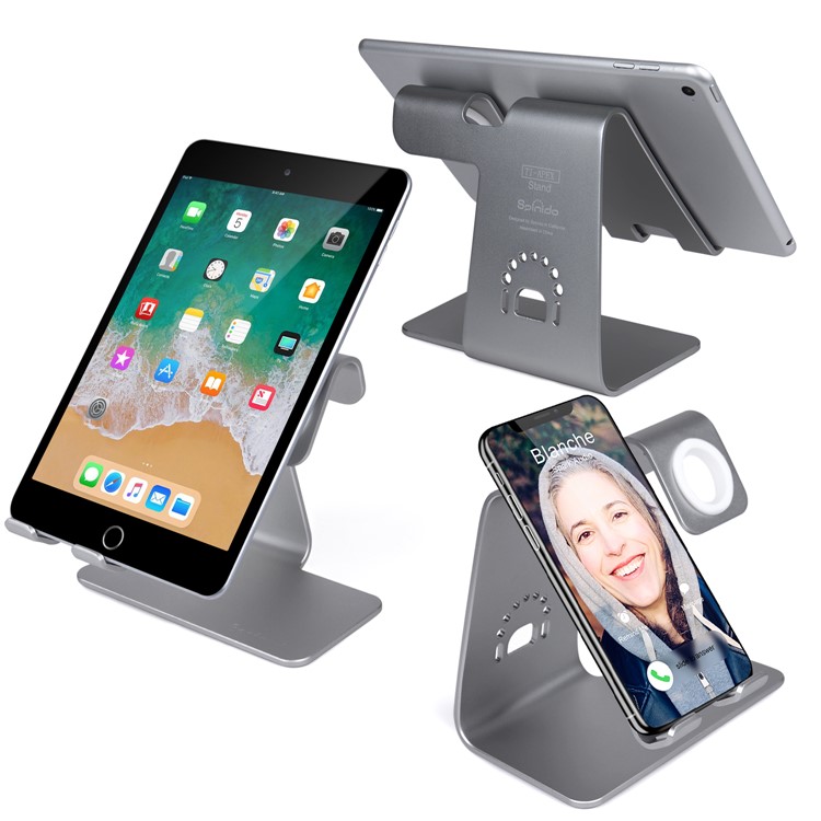BESTAND 2-in-1 Apple Watch Ladehalterung Und Handy-Desktop-Tablet-Dock Für IPhone X / 8 Plus / 8/7 Plus - Grau-5