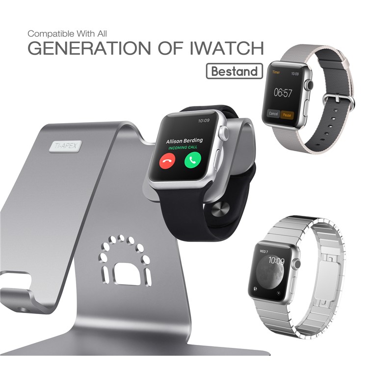 BESTAND 2-in-1 Apple Watch Ladehalterung Und Handy-Desktop-Tablet-Dock Für IPhone X / 8 Plus / 8/7 Plus - Grau-6
