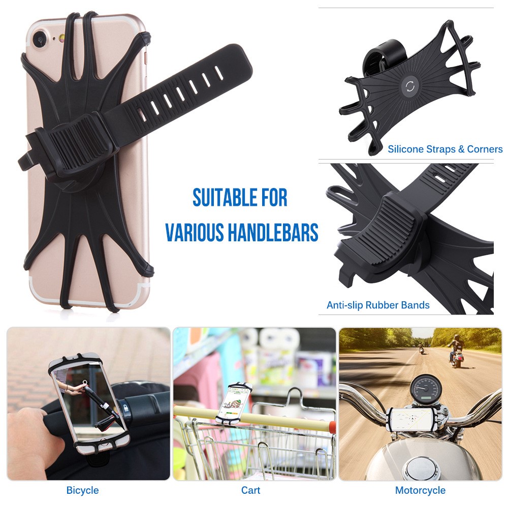 Universal Free Rotation Rotating Silicone Phone Phone Mound Bicycle Grodbar Telephone Telephone Pour 4-6 Pouces Phone Cell Phone GPS-6