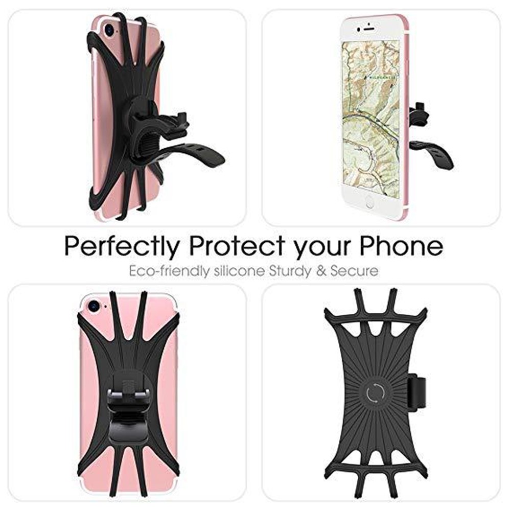 Universal Free Rotation Rotating Silicone Phone Phone Mound Bicycle Grodbar Telephone Telephone Pour 4-6 Pouces Phone Cell Phone GPS