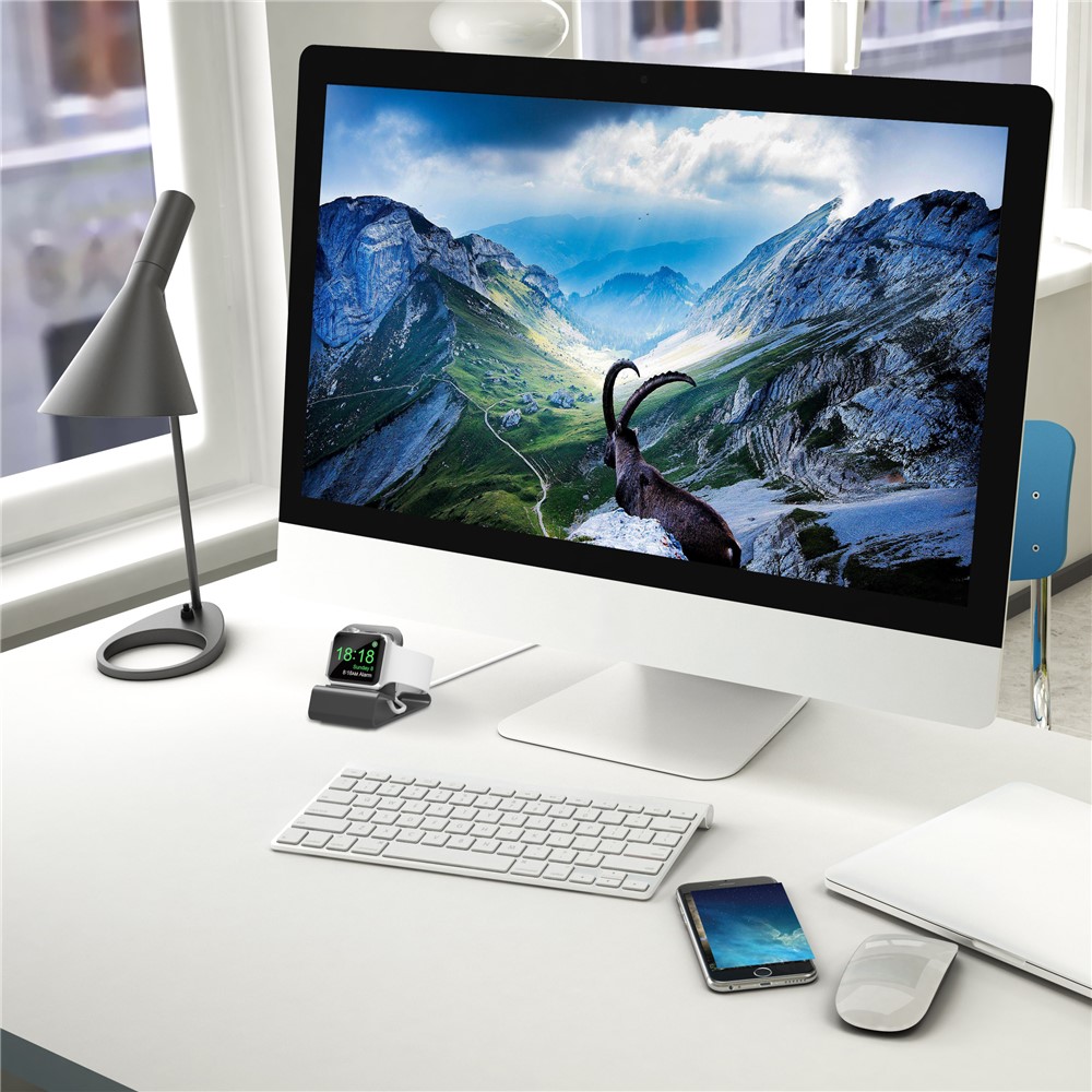 Aluminum Alloy Charging Station Dock Holder Stand for Apple Watch Series 4/3/2/1 - Grey-7