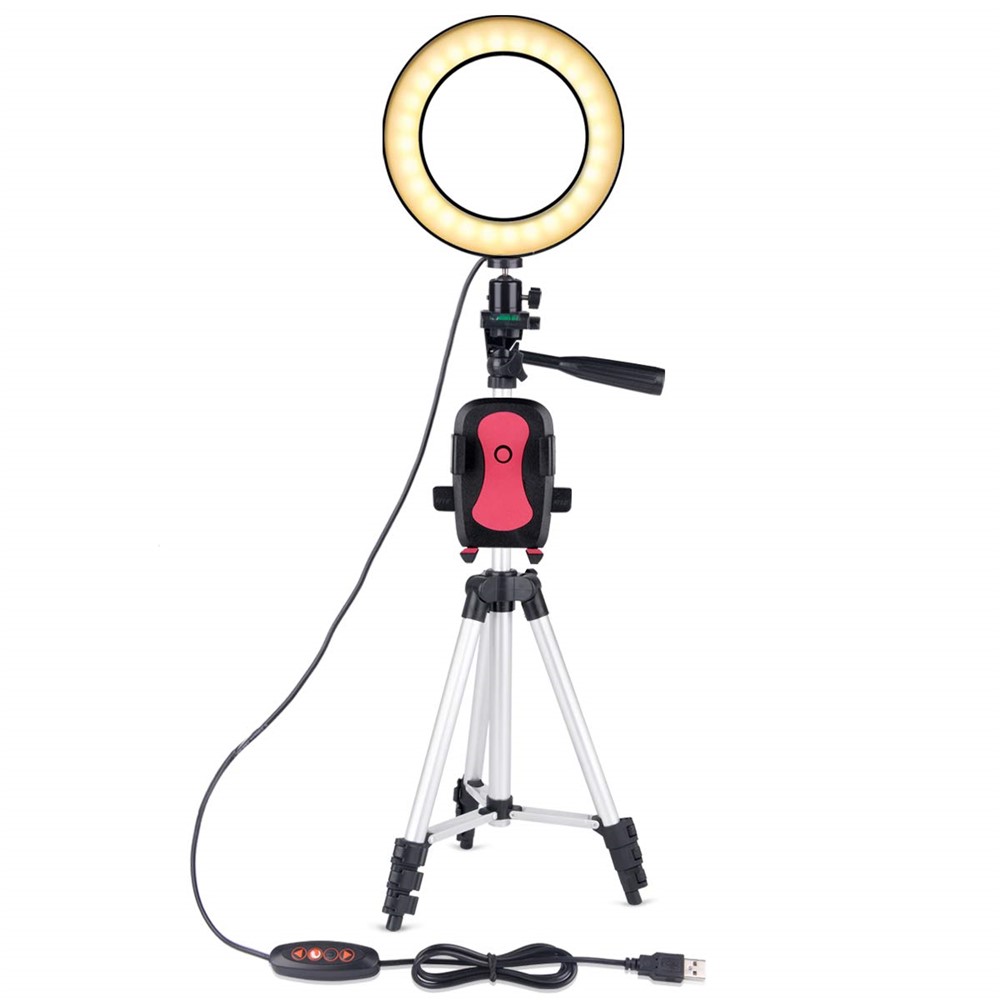 7.9inch Dimmable Desktop LED Selfie Ring Light with Phone Holder-4