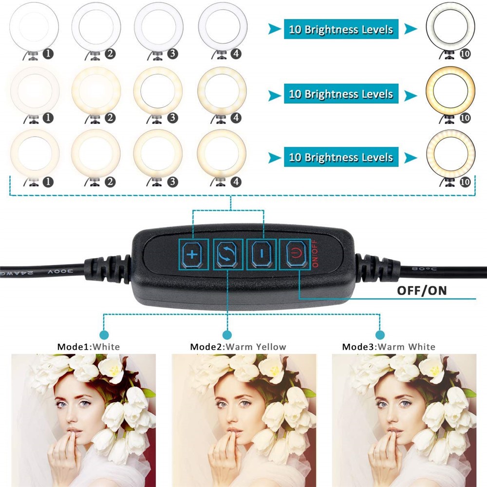 7.9inch Dimmable Desktop LED Selfie Ring Light with Phone Holder-6