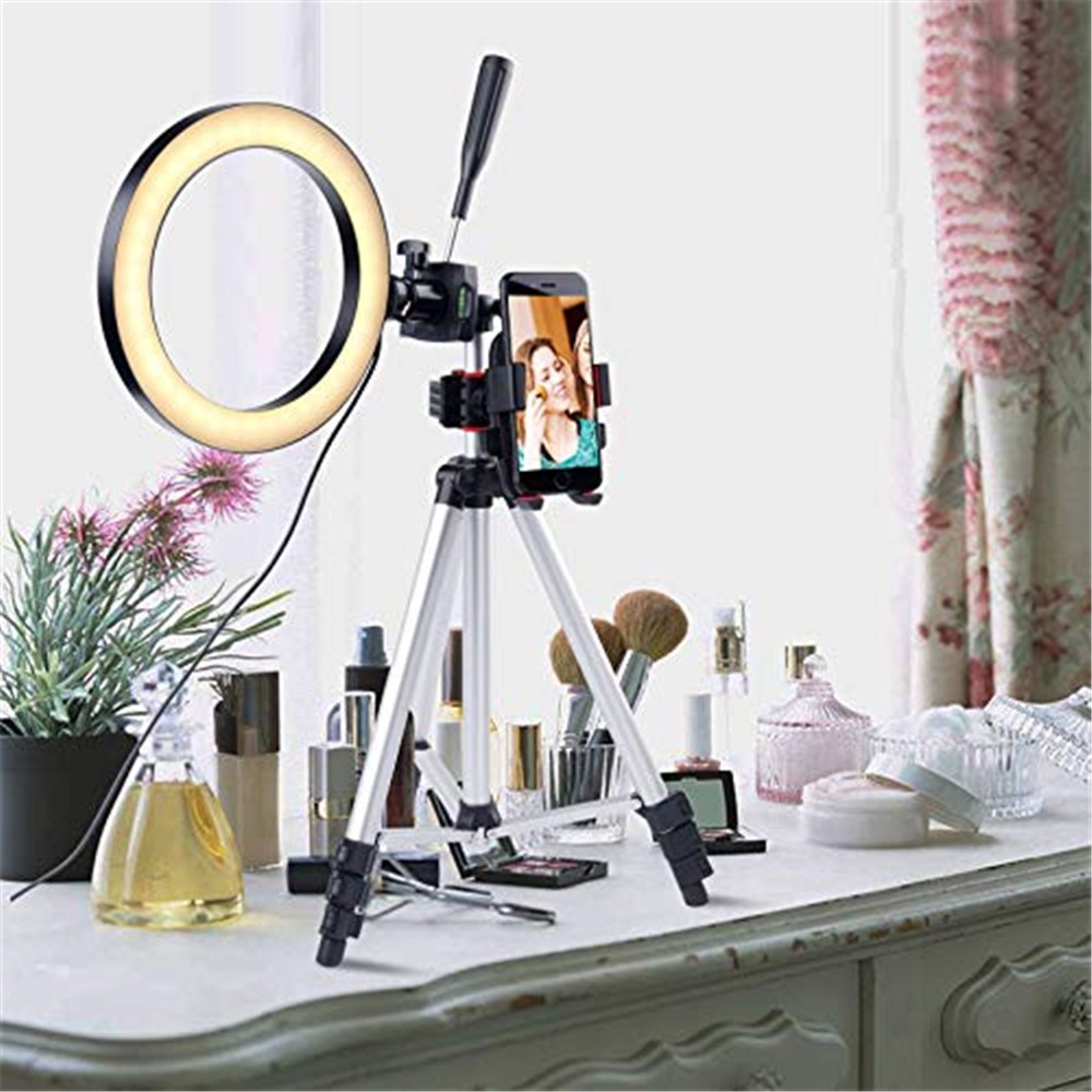 7.9inch Dimmable Desktop LED Selfie Ring Light with Phone Holder-8