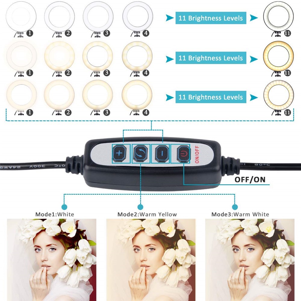 5.7inch Desktop LED Selfie Ring Fill Light with Phone Holder-6