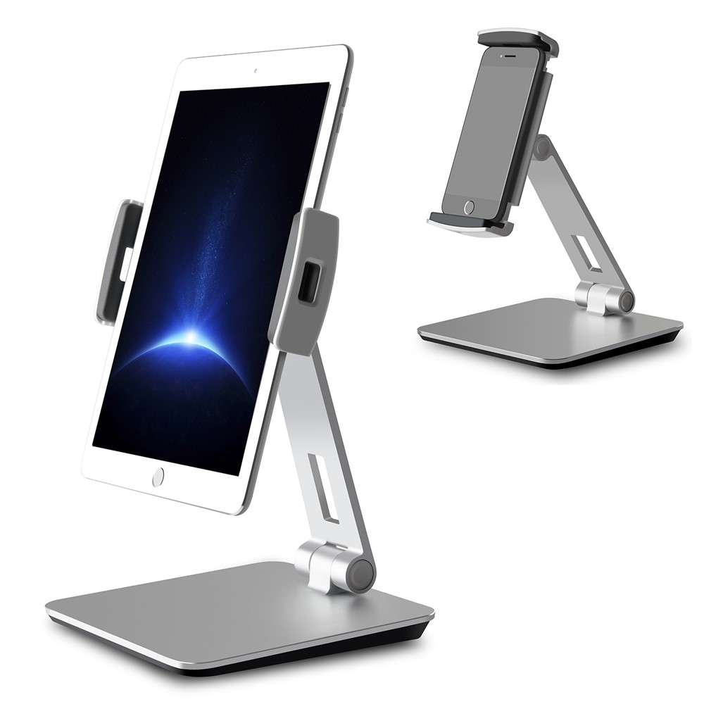 Foldable Rotary Aluminium Alloy Desktop Holder Stand for Smartphone Tablet - Grey-1