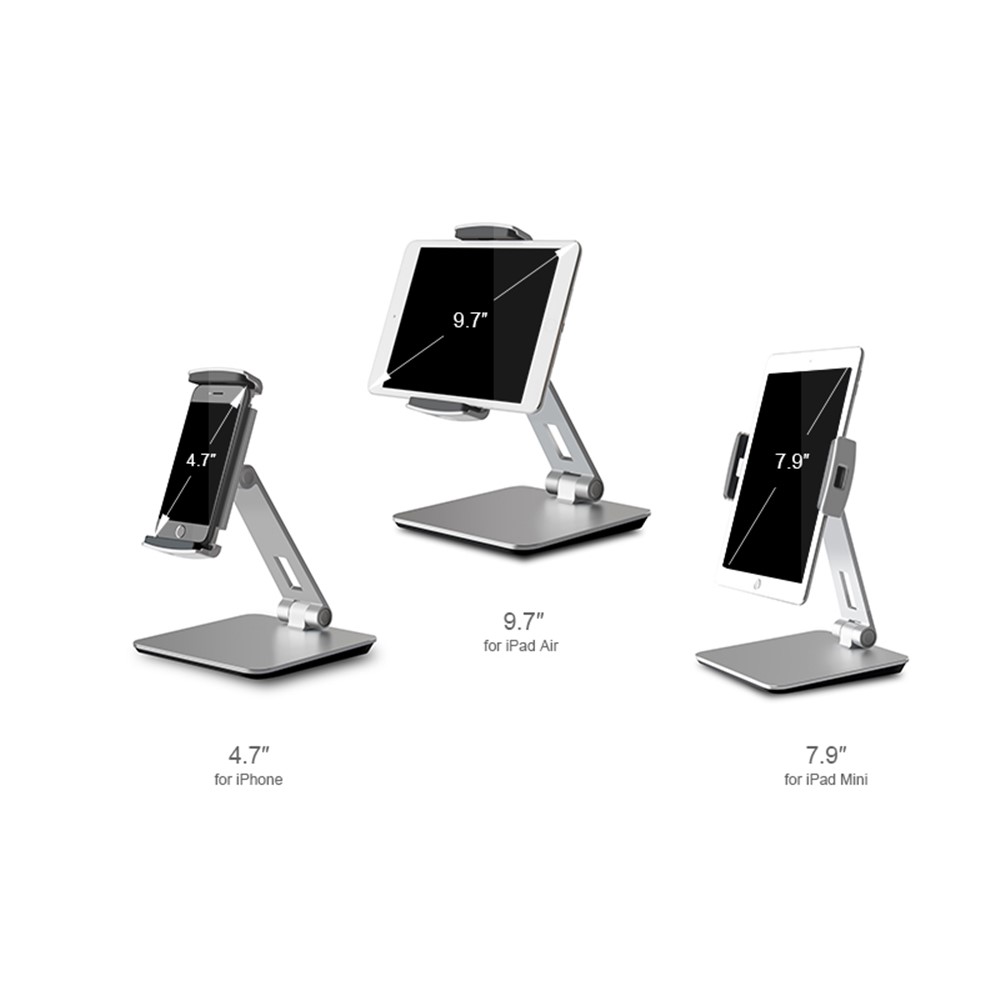 Foldable Rotary Aluminium Alloy Desktop Holder Stand for Smartphone Tablet - Grey-12