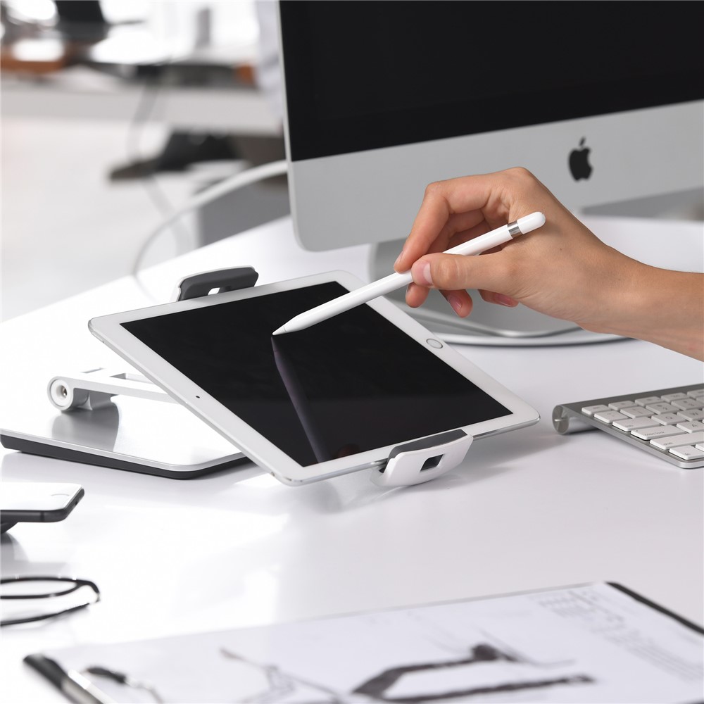 Foldable Rotary Aluminium Alloy Desktop Holder Stand for Smartphone Tablet - Grey-19