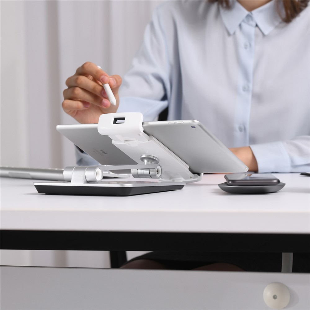 Foldable Rotary Aluminium Alloy Desktop Holder Stand for Smartphone Tablet - Grey-20