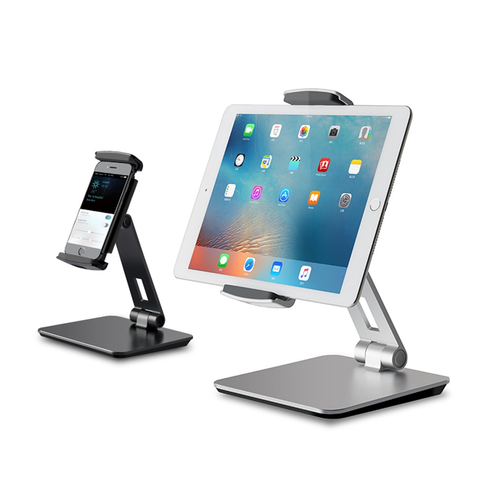 Foldable Rotary Aluminium Alloy Desktop Holder Stand for Smartphone Tablet - Grey-8