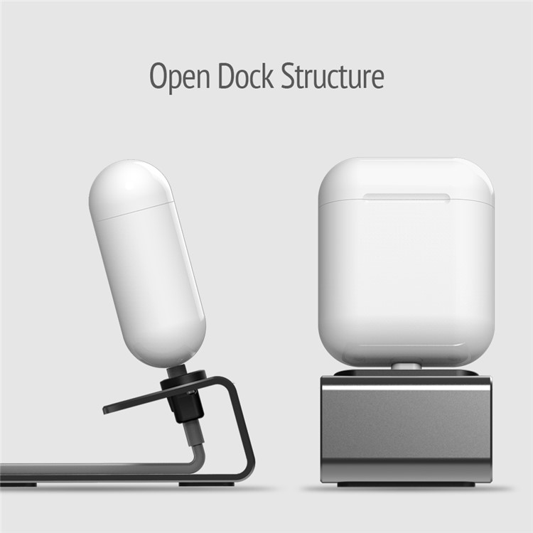 Aluminium Alloy Phone Charge Bracket Charging Dock Station Stand for AirPods/iPhone - Grey-2