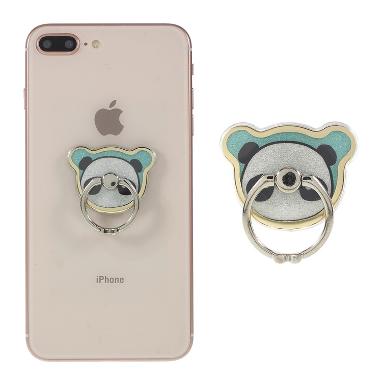 

Electroplating Glitter Mobile Phone Finger Ring Grip Holder Buckle Smartphone Stent 360 Degree Rotation - Bear/Panda Pattern, iPhone Xs