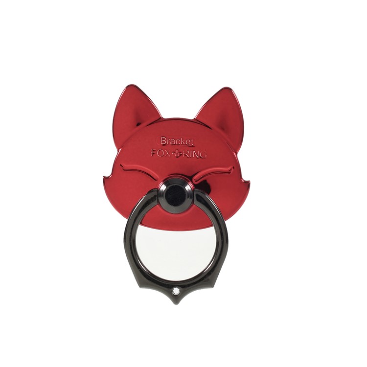 Electroplating Fox Mobile Phone Finger Ring Grip Holder Bracket Smartphone Stent 360 Degree Rotation - Red-2