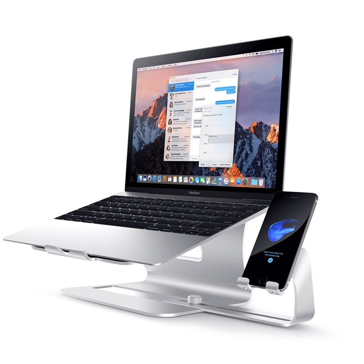 BESTAND 2 in 1 Aluminum Alloy Cooling Laptop and Phone Holder Stand - Silver-1