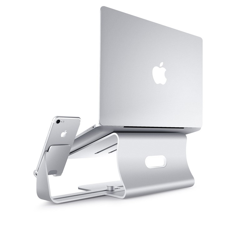BESTAND 2 in 1 Aluminum Alloy Cooling Laptop and Phone Holder Stand - Silver-2