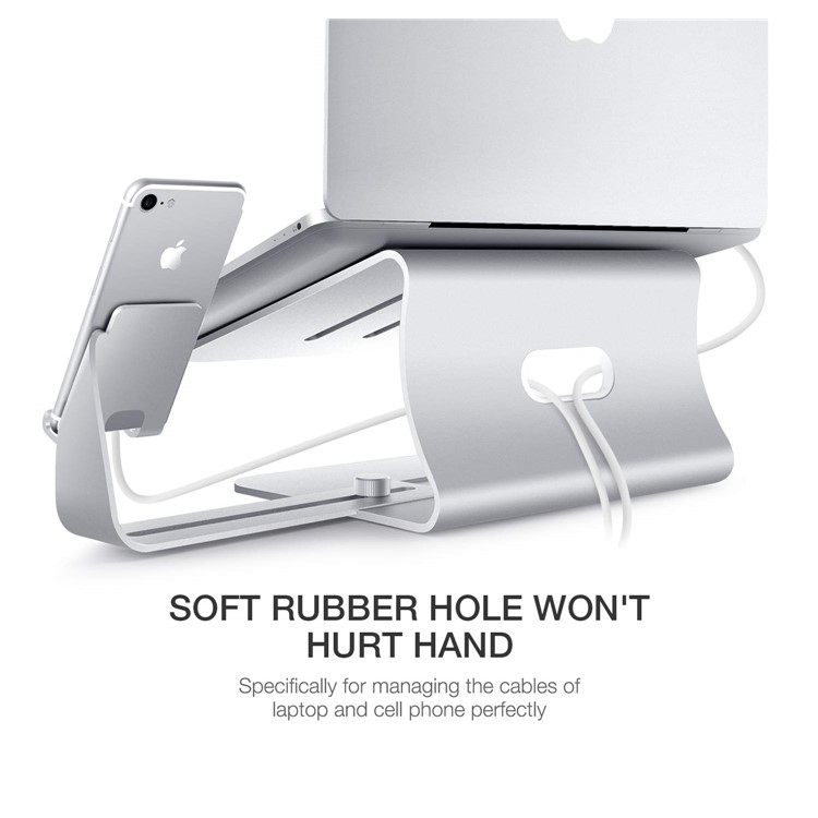 BESTAND 2 in 1 Aluminum Alloy Cooling Laptop and Phone Holder Stand - Silver-3