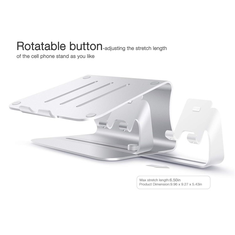 BESTAND 2 in 1 Aluminum Alloy Cooling Laptop and Phone Holder Stand - Silver-7