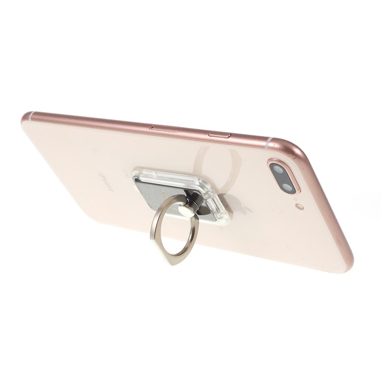 Removable Magnetic Finger Ring Grip Stand Supporting Wireless Charging for iPhone Samsung Cellphones - Black-2