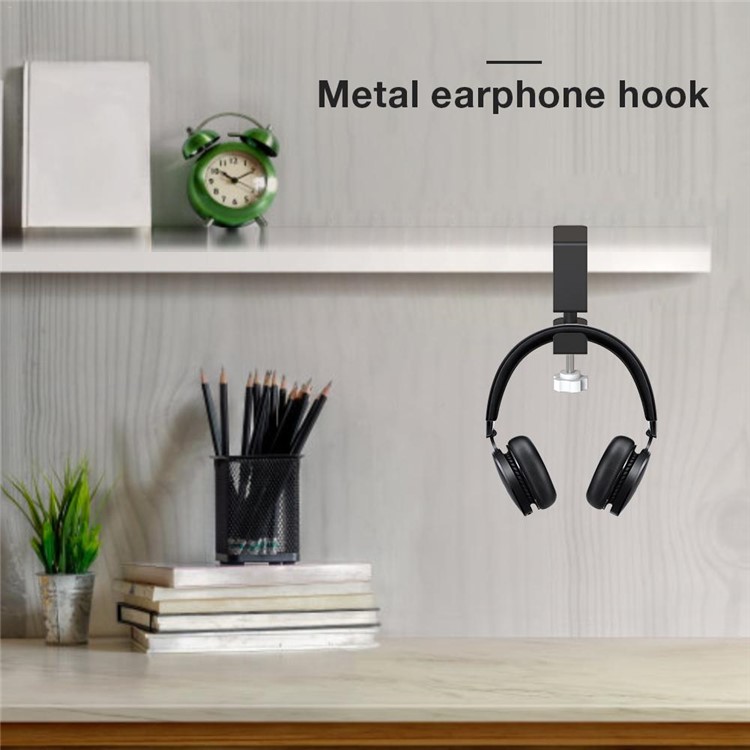 Gaming Headphones Metal Hooks Holder with Adjustable Rotating Arm Clamps Universal Fit Built In Cable Clip-4