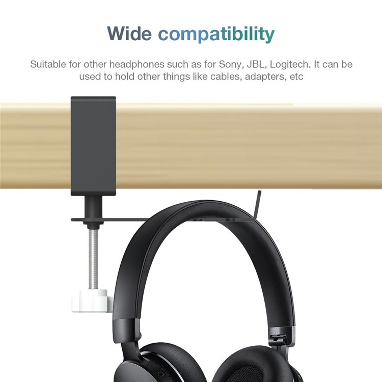 Gaming Headphones Metal Hooks Holder with Adjustable Rotating Arm Clamps Universal Fit Built In Cable Clip-5