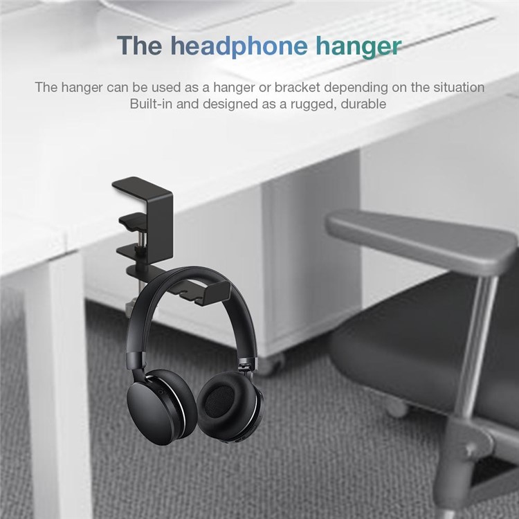 Gaming Headphones Metal Hooks Holder with Adjustable Rotating Arm Clamps Universal Fit Built In Cable Clip-6