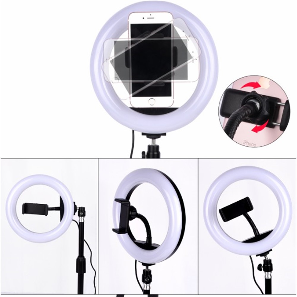 Selfie Flash Ring Light Mobile Phone Holder LED Camera Mount Long Arm USB Stand-3