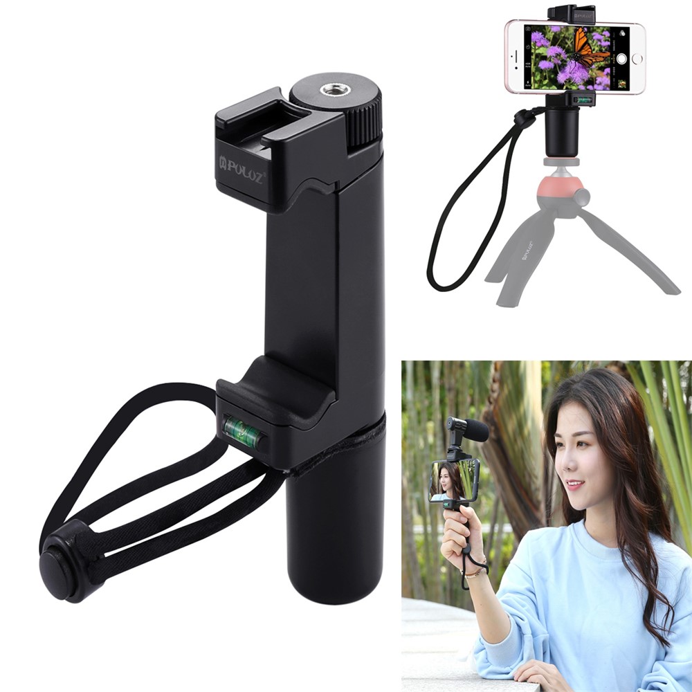 PULUZ PU366 Vlogging Live Broadcast Handheld Grip Selfie Rig Stabilizer Tripod Adapter Mount with Cold Shoe Base & Wrist Strap-1