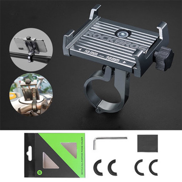 RockBros Aluminium Alloy Motorcycle Phone Holder Universal Bracket Black