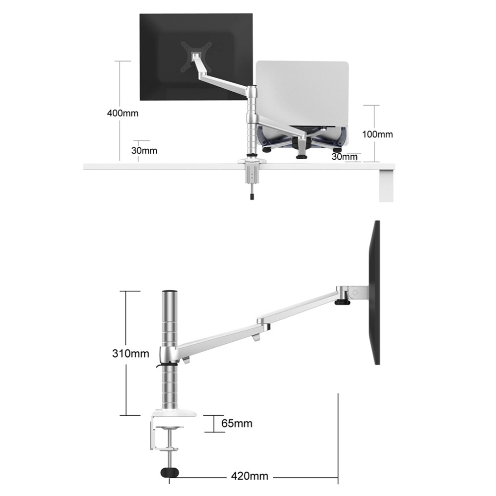 Upergo-monitor- Und Laptop-halterung Mit Arm 17-32-zoll-monitorhalter-halterung Und 10-17-zoll-laptop-unterstützung