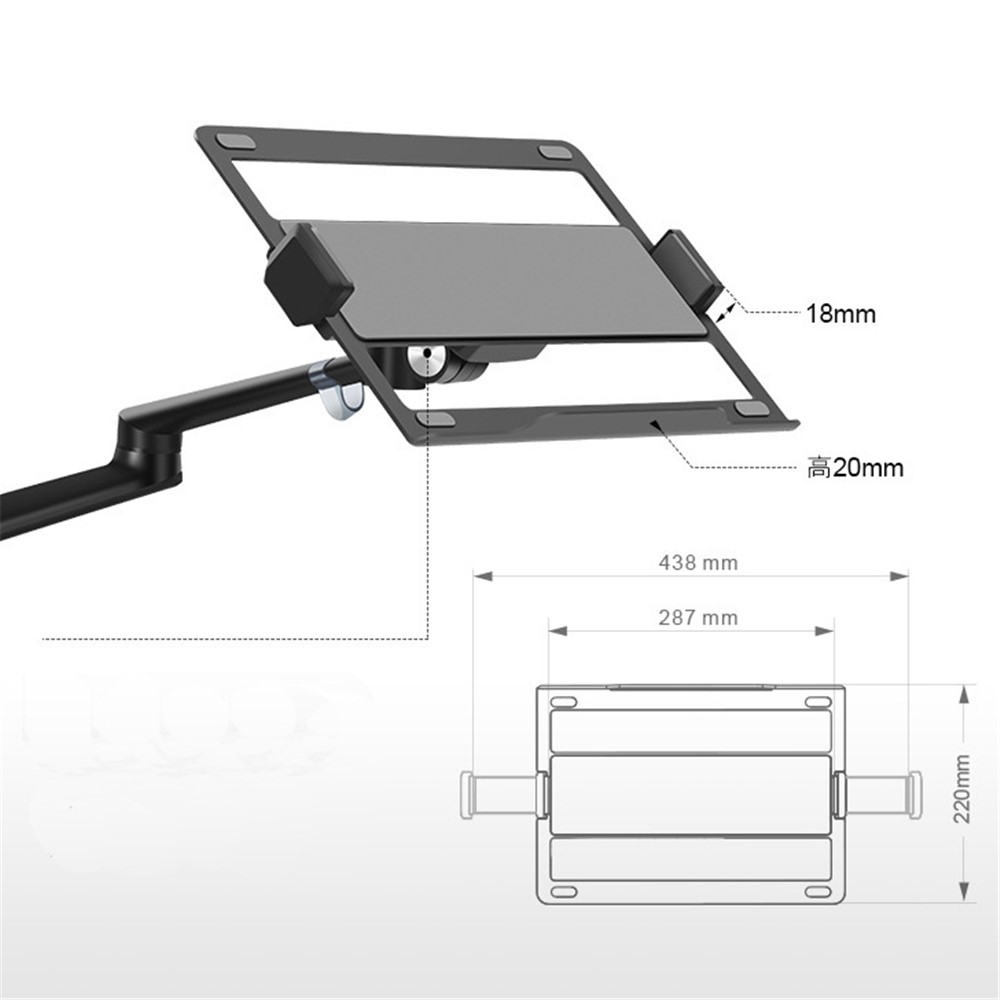 Monitor de Doble Propósito de UPERGO Ol-3 Montaje Del Brazo de la Computadora Portátil 17-27 Pulgadas Monta Del Soporte Del Monitor y Soporte Para Computadora Portátil de 10-17 Pulgadas - Negro