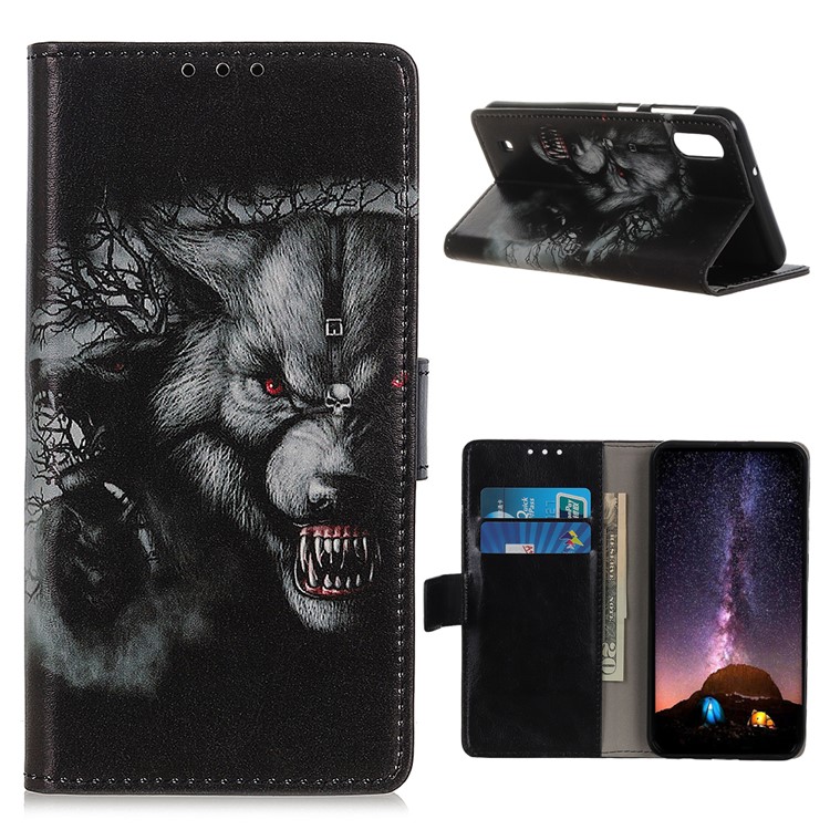 Pattern Printing Flip Leather Wallet Stand Case for ZTE Blade A5 (2019) - Cruel Wolf-1