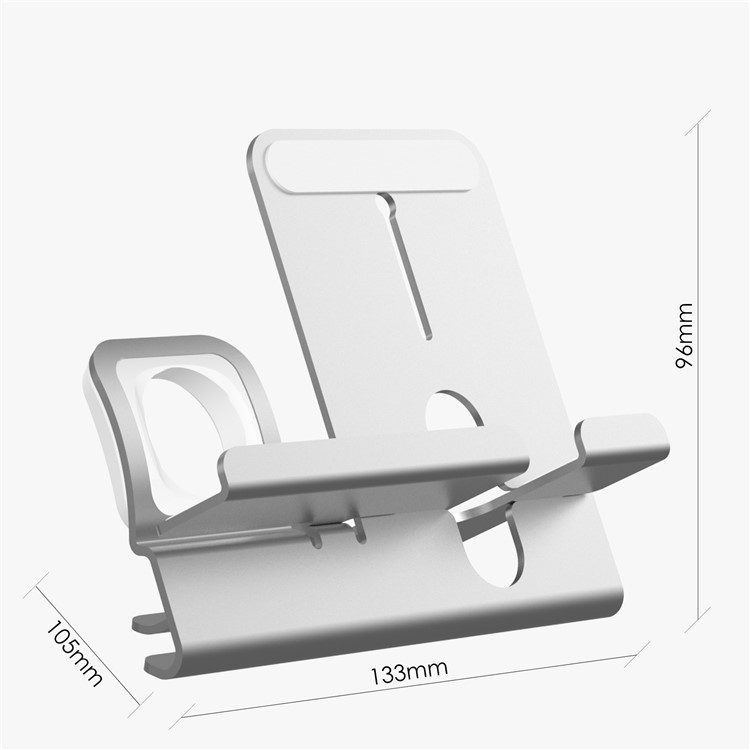 2-in-1 Aluminium Alloy Charging Base Metal Charging Bracket for Apple iPhone Mobile Phone and iWatch - Silver-10