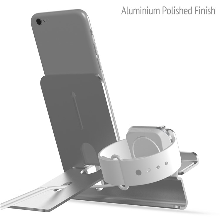 2-in-1 Aluminium Alloy Charging Base Metal Charging Bracket for Apple iPhone Mobile Phone and iWatch - Silver-6