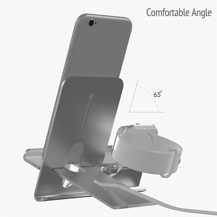 2-in-1 Aluminium Alloy Charging Base Metal Charging Bracket for Apple iPhone Mobile Phone and iWatch - Silver-7