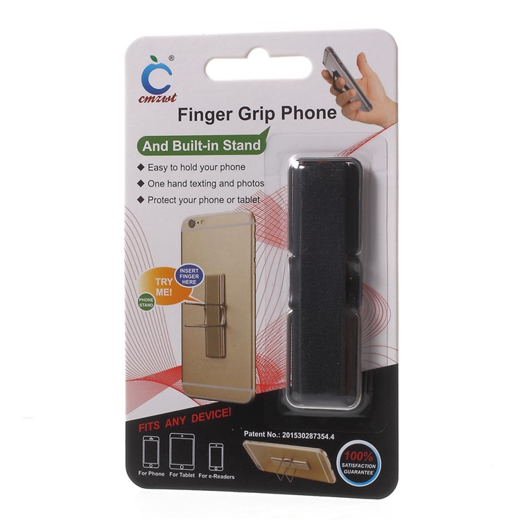 Finger Grip Elastic Band Strap Phone Holder with Stand for Mobile Phones Tablets - Black-10