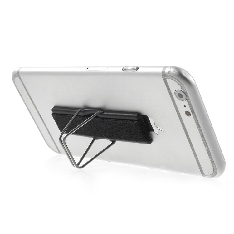 Finger Grip Elastic Band Strap Phone Holder with Stand for Mobile Phones Tablets - Black-3