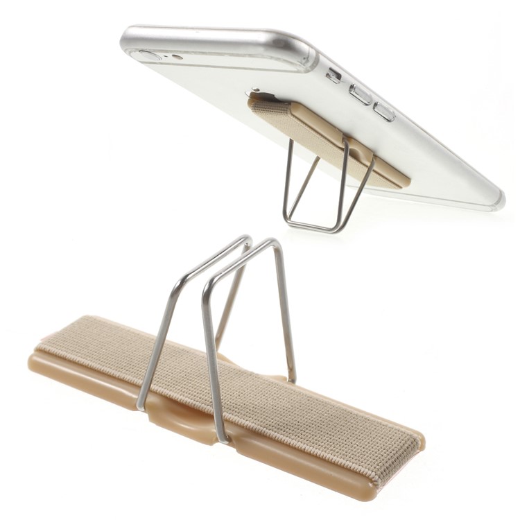 Elastic Band Finger Grip Phone Holder with Stand for Mobile Phones Tablets - Champagne-1