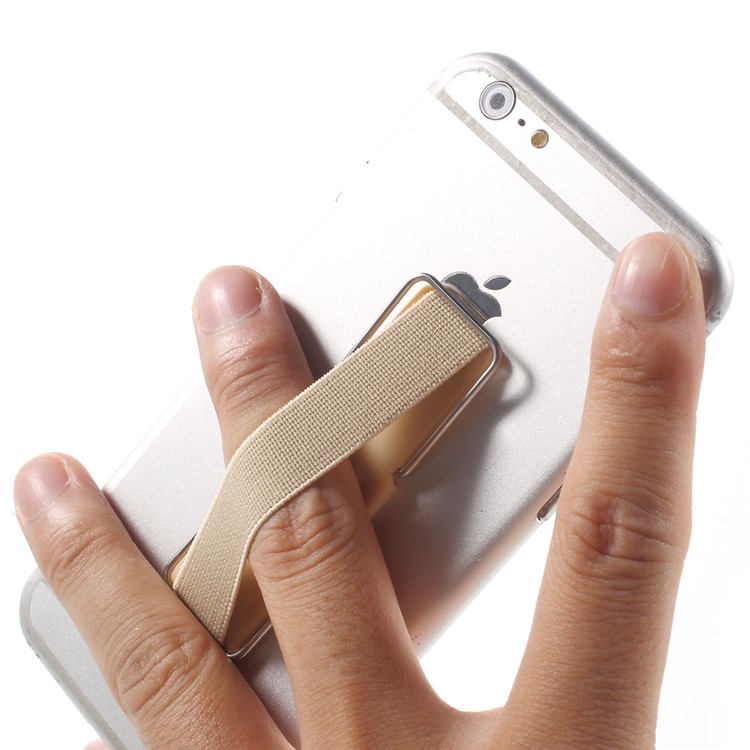 Elastic Band Finger Grip Phone Holder with Stand for Mobile Phones Tablets - Champagne-10