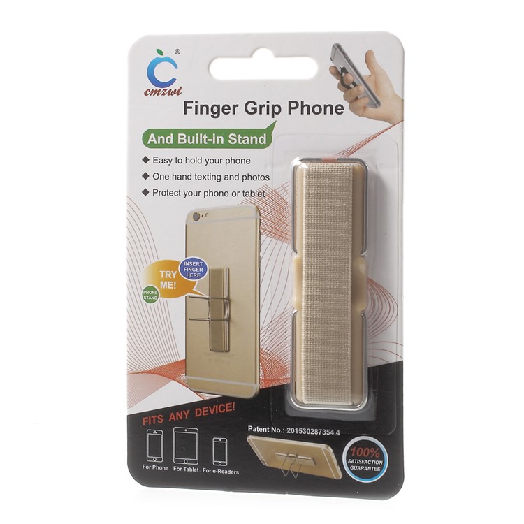 Elastic Band Finger Grip Phone Holder with Stand for Mobile Phones Tablets - Champagne-12