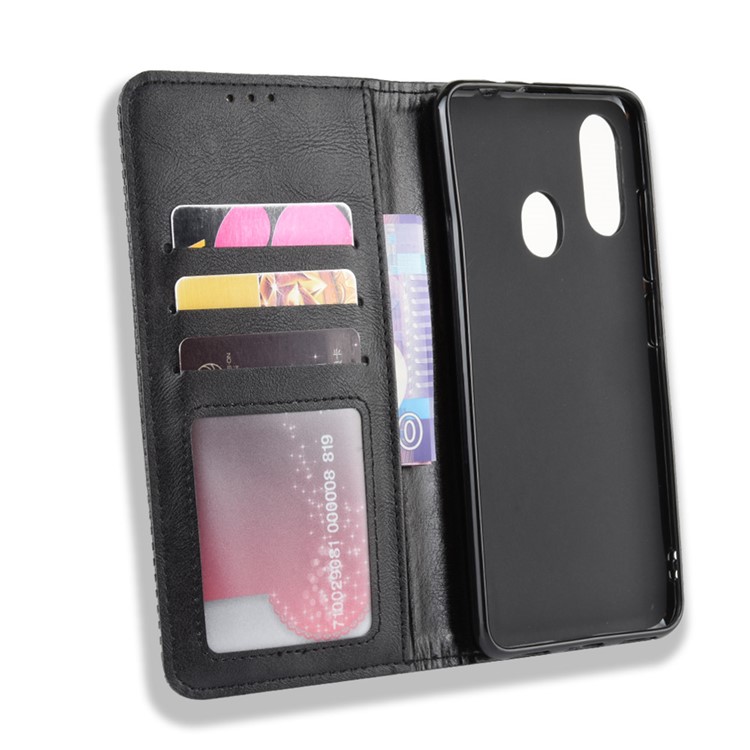 Vintage Style Leather Wallet Stand Case for ZTE Blade V10 Vita - Black-5