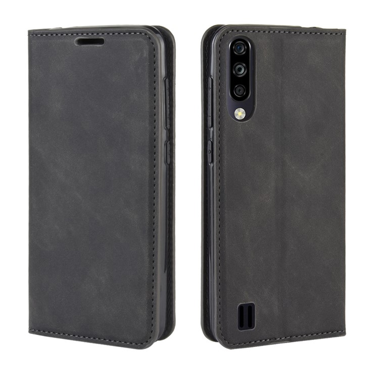 Silky Touch Auto-absorbed Flip Leather Wallet Stand Case for ZTE A7(2020) - Black-2