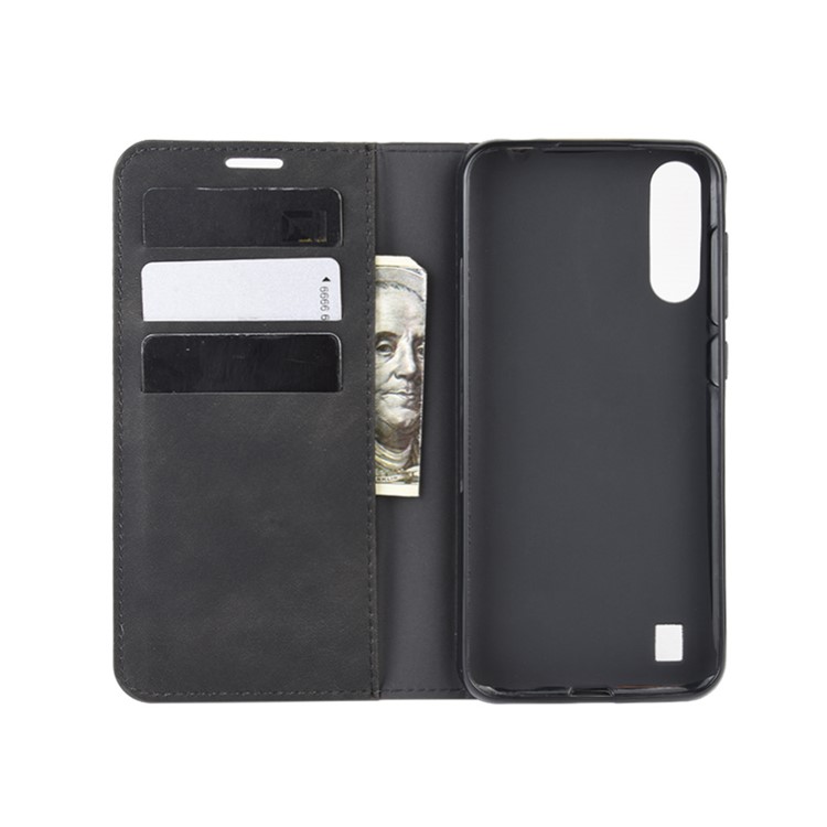 Silky Touch Auto-absorbed Flip Leather Wallet Stand Case for ZTE A7(2020) - Black-4