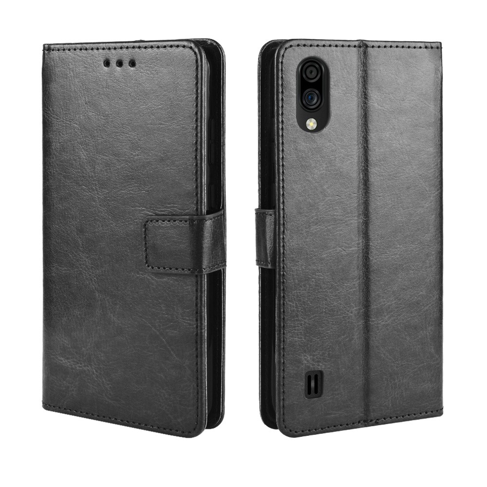 Funda de Cobertura Del Teléfono de la Billetera de Cuero de Caballos Para ZTE Blade A5 2020 / A51 Lite - Negro