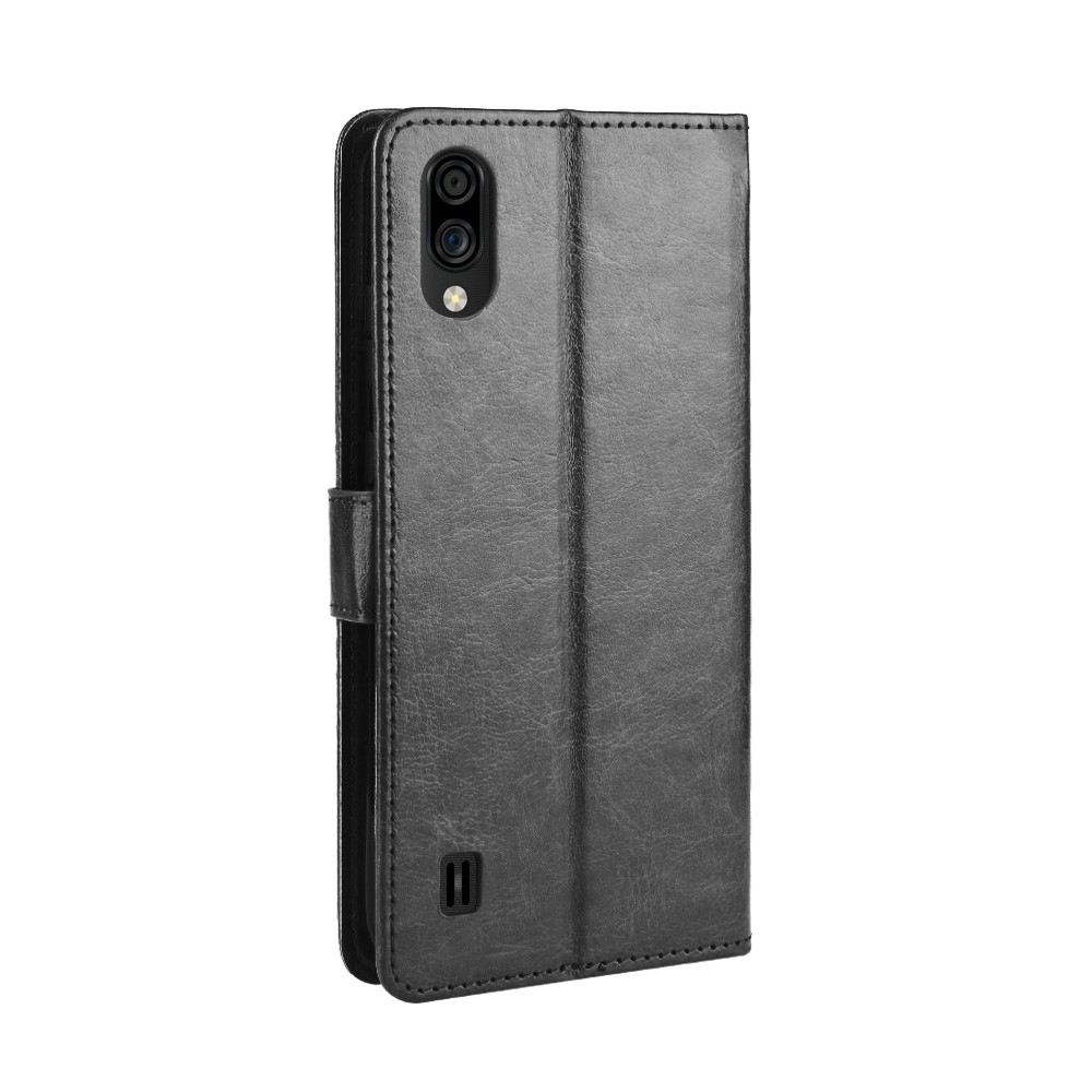 Funda de Cobertura Del Teléfono de la Billetera de Cuero de Caballos Para ZTE Blade A5 2020 / A51 Lite - Negro