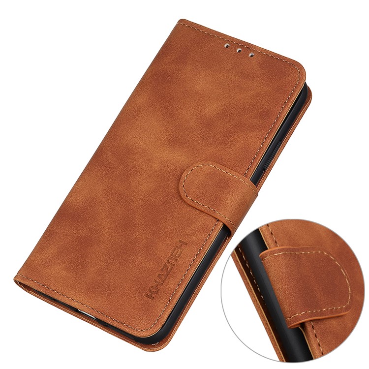 KHAZNEH Vintage Leather Phone Protective Case with Wallet for ZTE Blade A3 (2020) - Brown-10