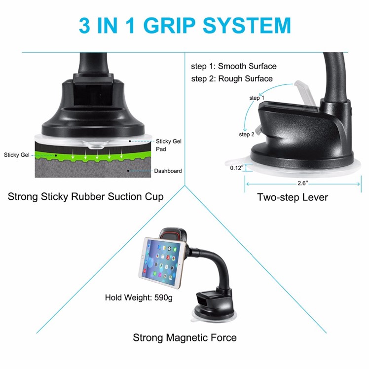 UN-21 Car Suction Cup Windshield Magnetic Phone Holder Bracket Stand-4