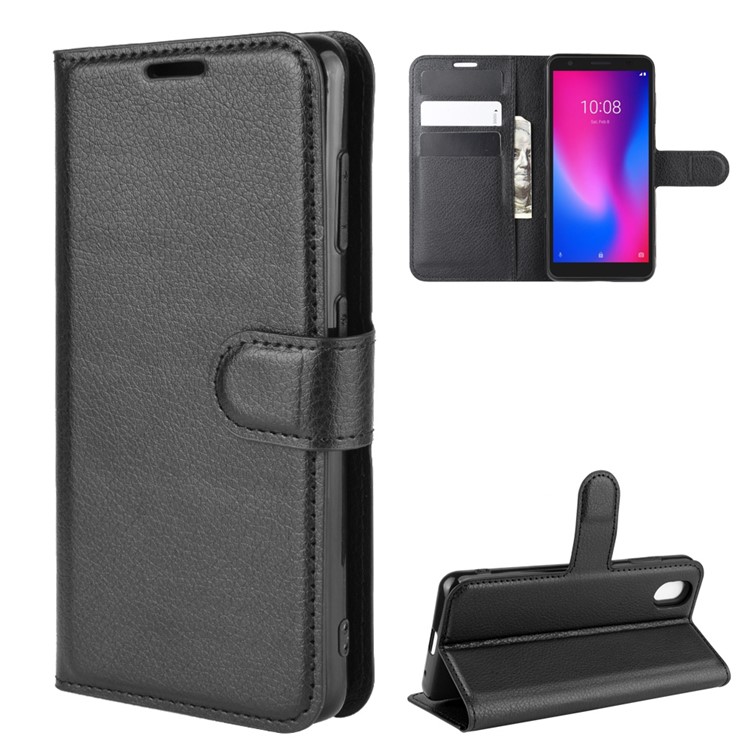 Litchi Texture Wallet Leather Protection Case for ZTE Blade A3 (2020) - Black-2