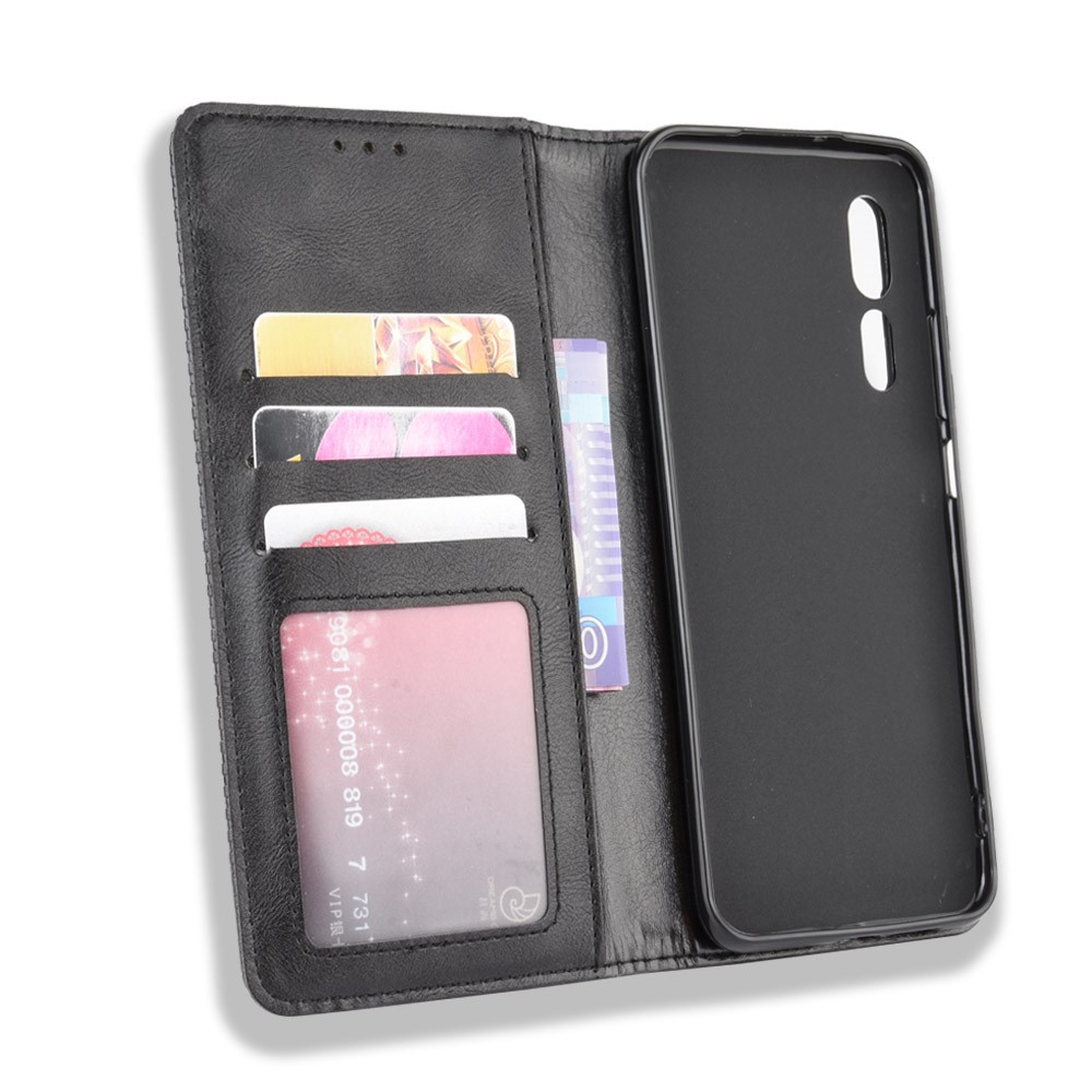 Vintage Style Wallet Leather Stand Case for ZTE Axon 10 Pro/Axon 10 Pro 5G/A2020 Pro - Black-4